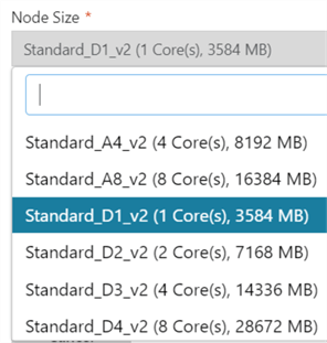 available options for node size