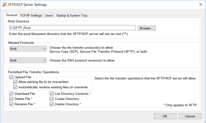 sftp settings root directory