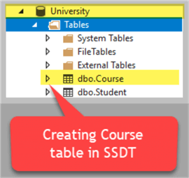create table in ssdt