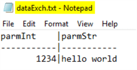 text file with parameter values