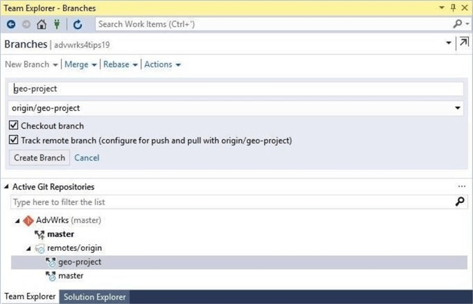 Visual Studio will see the new branch.  You must checkout (create) a matching local branch.