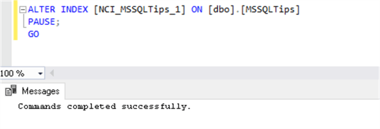 script to pause Resumable Online Index  in SQL Server 2019