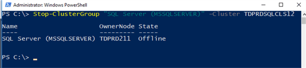powershell command stop cluster