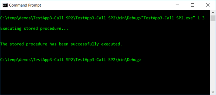 Screenshot of the program execution