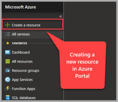 creating a new resource in azure portal