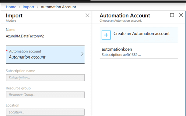 choose automation account