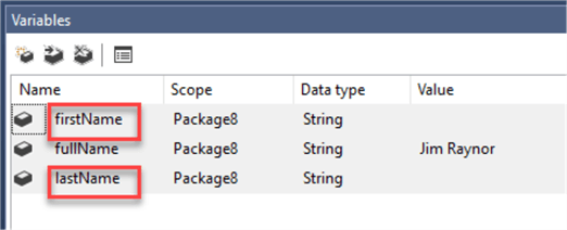 SSIS 2 string variables