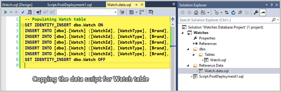 Copying Watch reference data script.