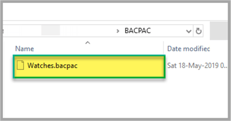 Checking BACPAC file.