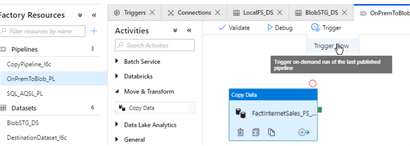Execution and Monitoring of Azure Data Factory