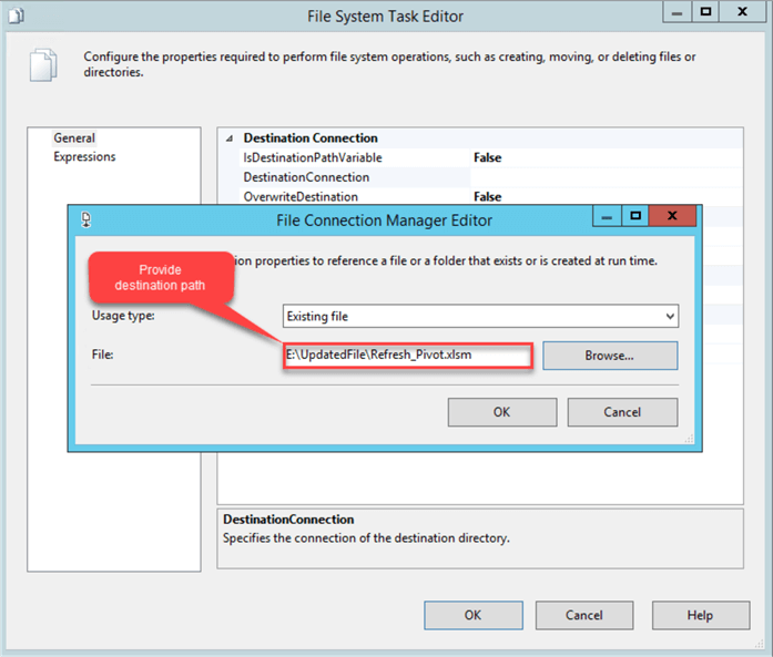 SSIS File Connection Manager Editor File Path