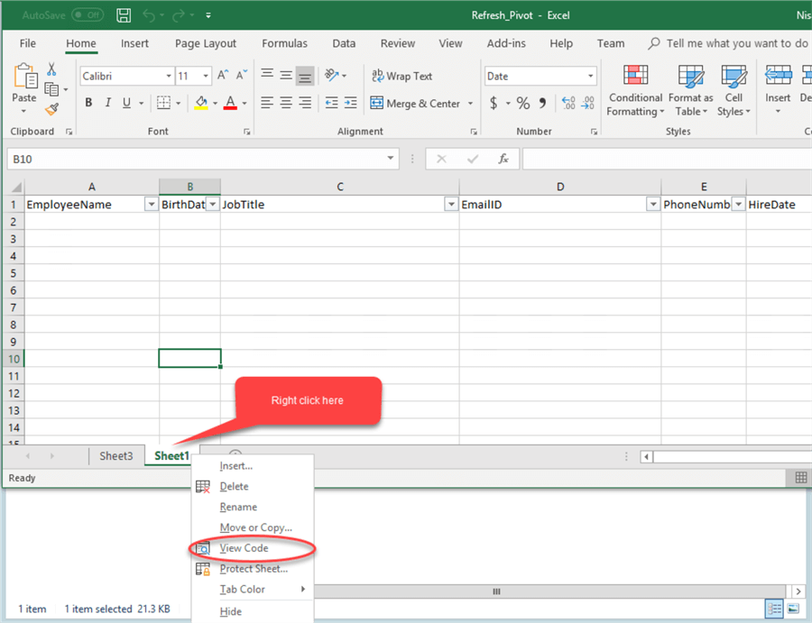 View Code in Excel