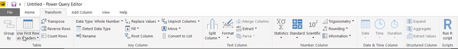 Power Query IDE basic transformations tab 2
