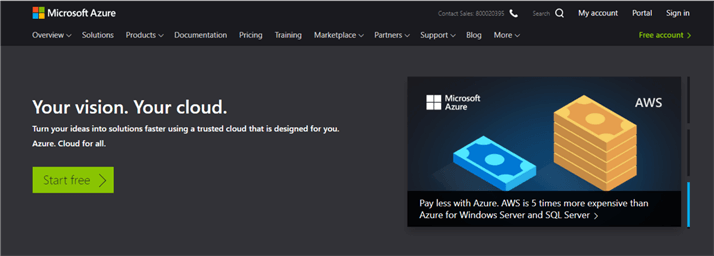 Microsoft Azure Home Page