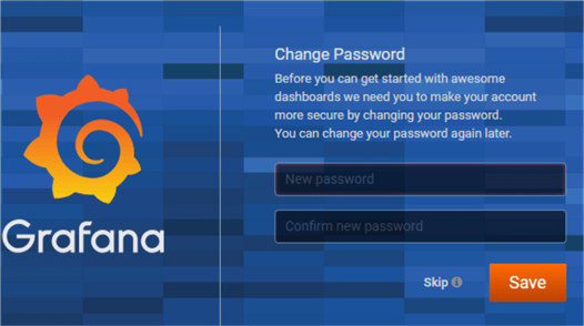 Grafana prompt for changing the default password