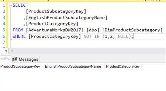 SQL Server NOT IN with NULLs