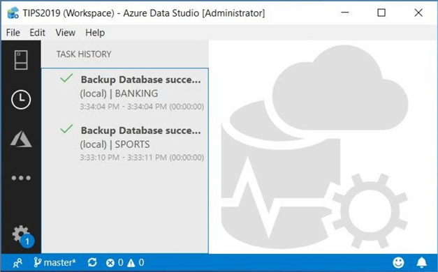 Azure Data Studio - Install Program - &#xA;The task history menu can be used to retrieve recent backup and restore actions.