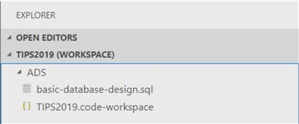 Azure Data Studio - Install Program - Explorer Pane - This pane list any of the files listed in the workspace folder.  Only one main folder can be associated with a workspace.
