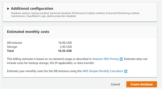 AWS RDS - Cost Estimates