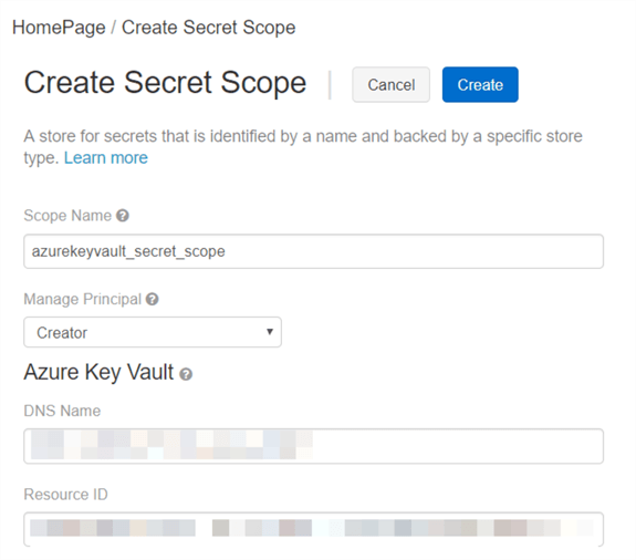 Azure Databricks - Creating the Azure Key Vault backed  secret scope.