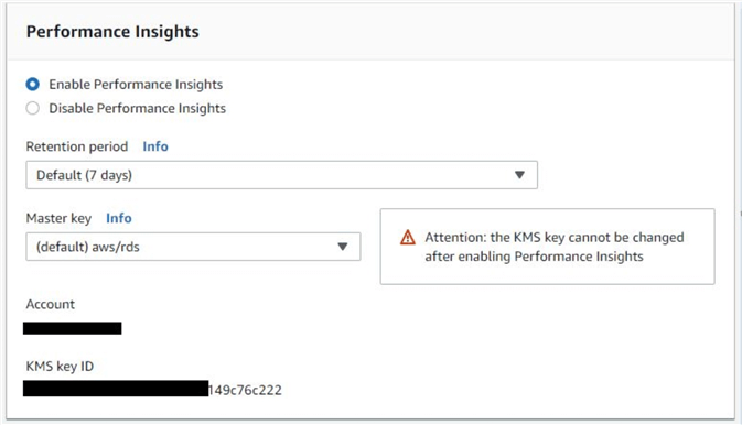 How to enable Amazon RDS Performance Insights for a database instance