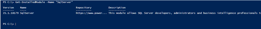 check to see if SqlServer module is installed