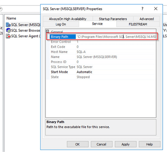 We can see theh binary path of our instance in SQL Server Configuration Manager.
