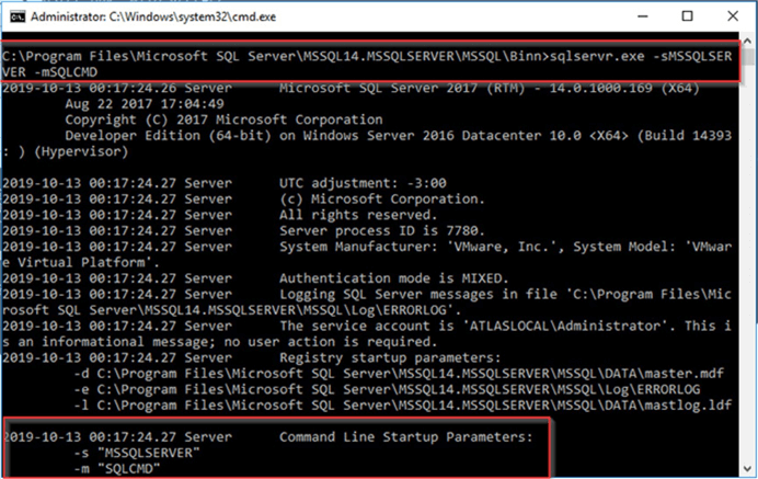 Starting SQL Server from the console with -m parameter.