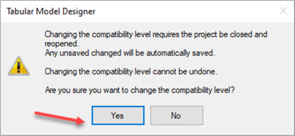 Confirm changing compatibility level