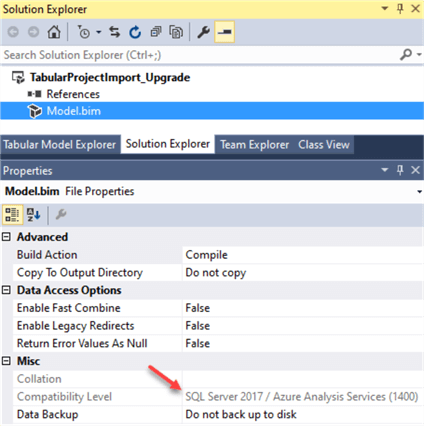 Validate compatibility level after project reload