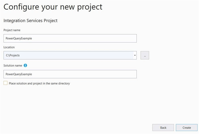 Power Query Source - Configure new project in VS 2019.