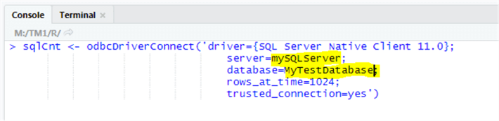 rstudio connect to sql server