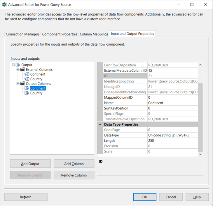 change data types in advanced editor
