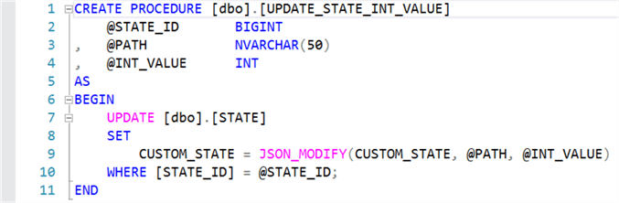 Create UPDATE_STATE_INT_VALUE stored procedure.