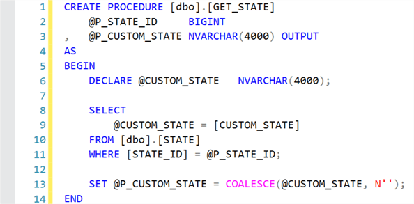 Create GET_STATE stored procedure.