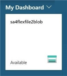 Dashboard in Azure Portal showing Blob Storage account.