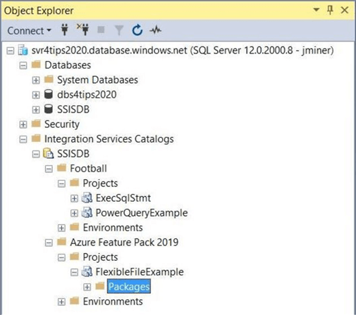 The SSIS catalog deployed to a Azure SQL database