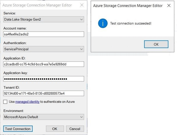 azure storage connection manager editor