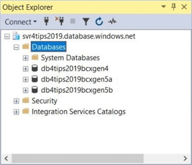 Object explorer showing all three databases