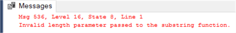Invalid length parameter passed to the substring function. error
