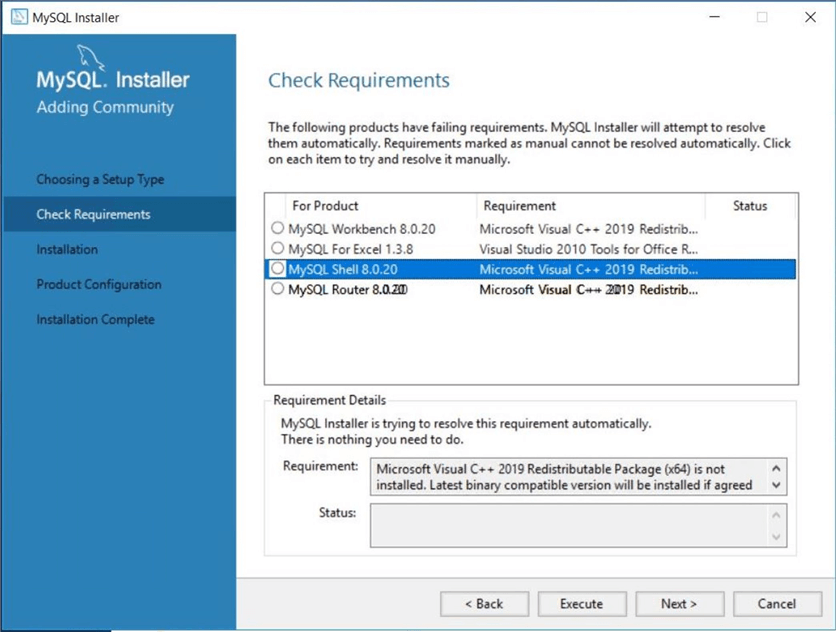 Azure Database for MySQL - Check requirements for client install.