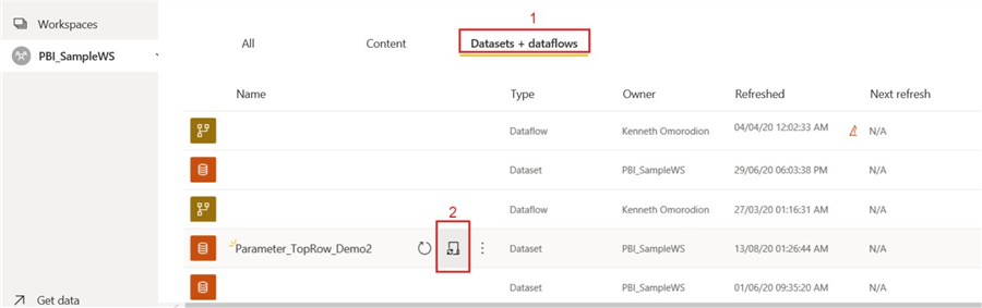 Screenshot showing how to navigate to configure parameter settings