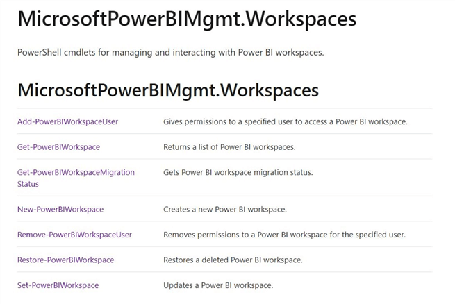 Manage Power BI Workspaces - Power Shell cmdlets for Workspaces