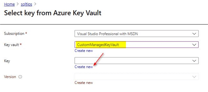 select key from azure key vault