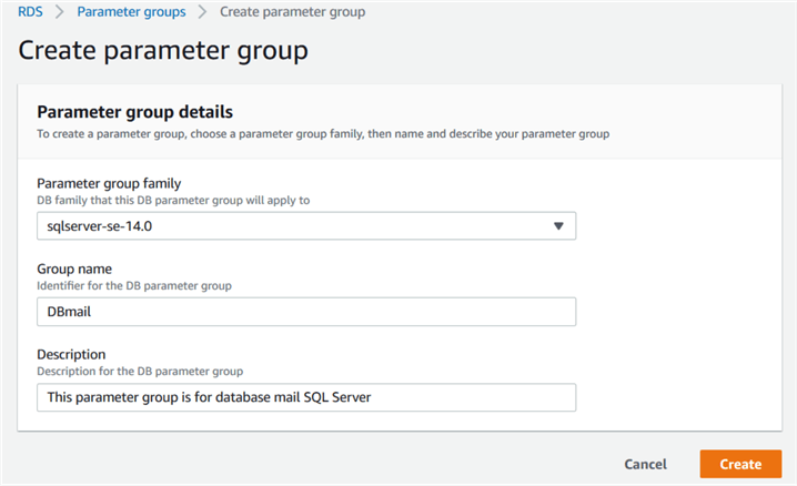 default parameter group
