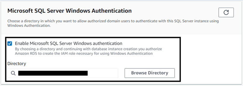 Configuring Amazon RDS SQL Server instance for Windows authentication.