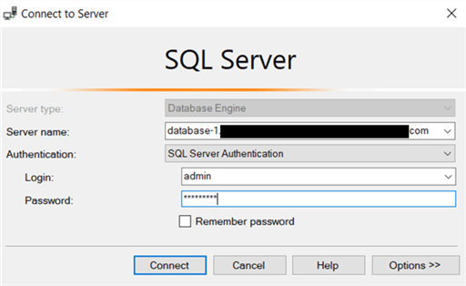 Logging in to RDS SQL Server as the master user