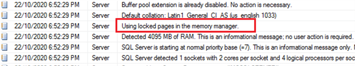 sql server error log message