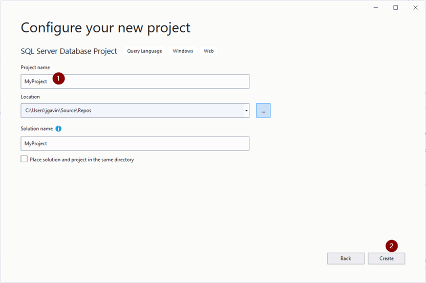 Configure new Visual Studio project