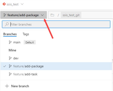 select correct branch in Azure Devops